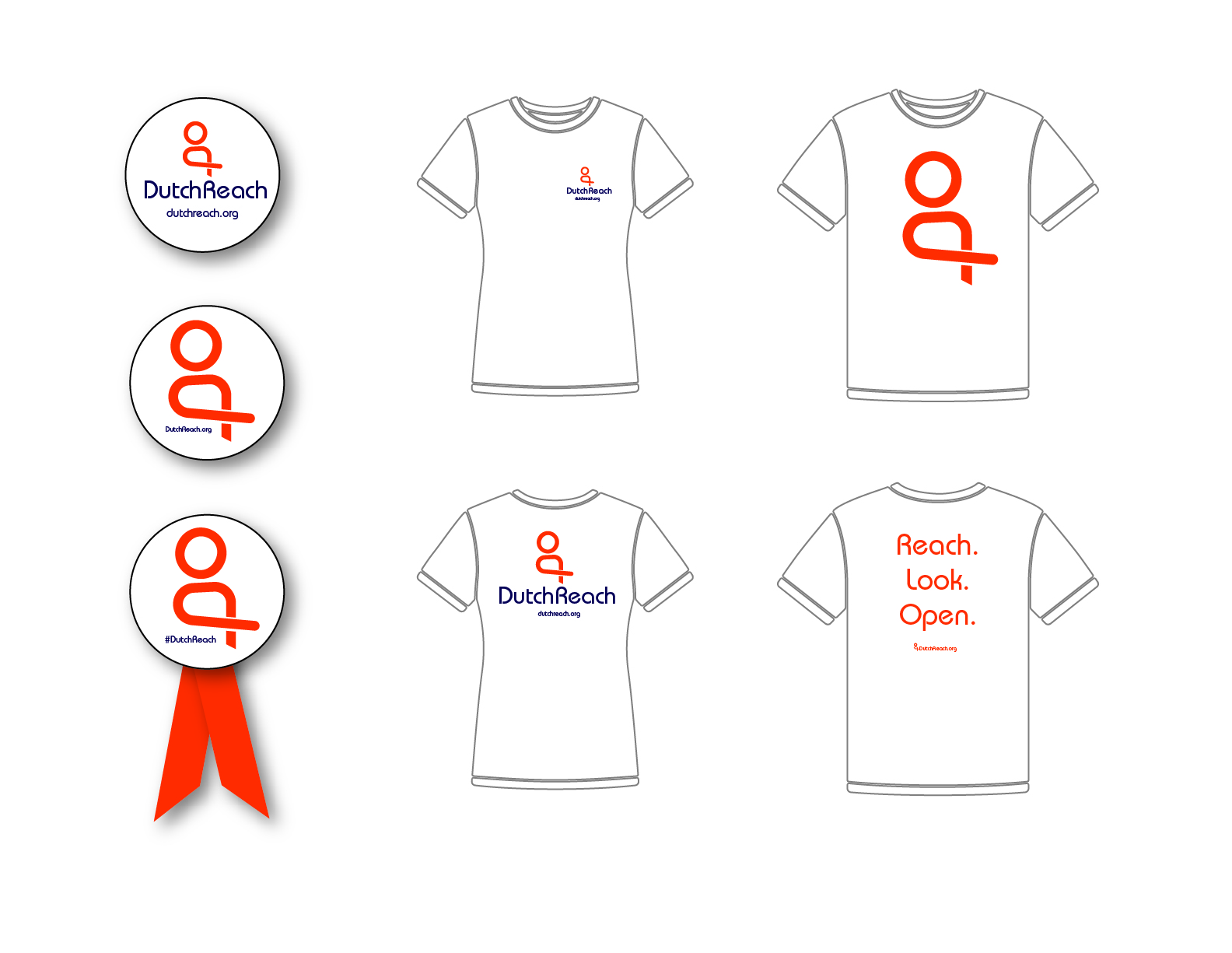 Assorted sample applications for Dutch Reach Logos for outreach & education campaign use.